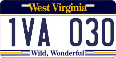 WV license plate 1VA030