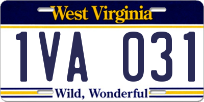 WV license plate 1VA031