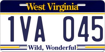 WV license plate 1VA045