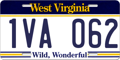 WV license plate 1VA062
