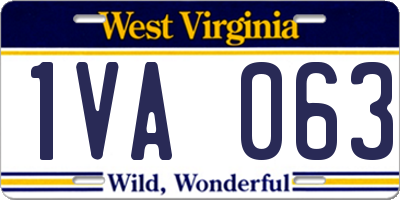 WV license plate 1VA063