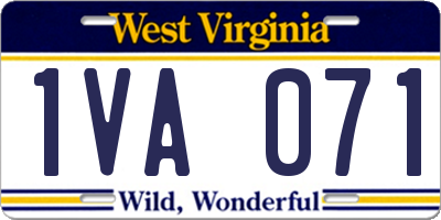 WV license plate 1VA071