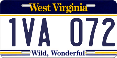 WV license plate 1VA072