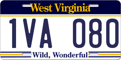 WV license plate 1VA080