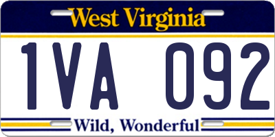 WV license plate 1VA092