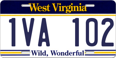WV license plate 1VA102