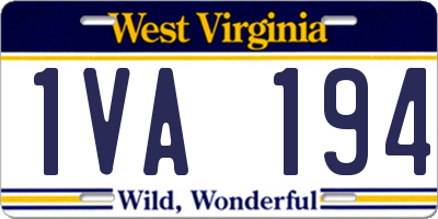 WV license plate 1VA194