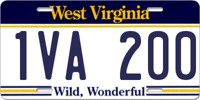 WV license plate 1VA200
