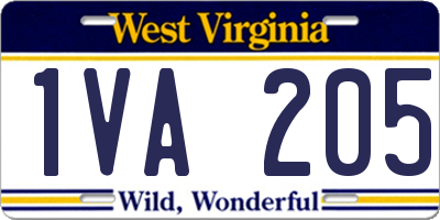 WV license plate 1VA205