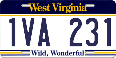 WV license plate 1VA231