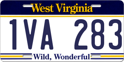 WV license plate 1VA283