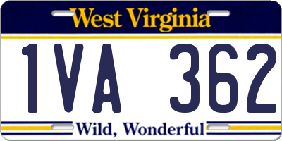 WV license plate 1VA362