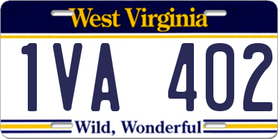 WV license plate 1VA402