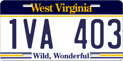 WV license plate 1VA403