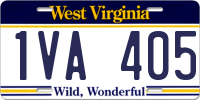 WV license plate 1VA405