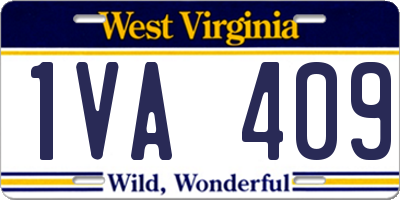 WV license plate 1VA409