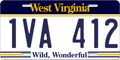 WV license plate 1VA412