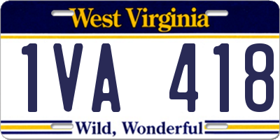 WV license plate 1VA418