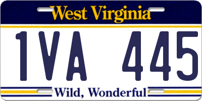 WV license plate 1VA445