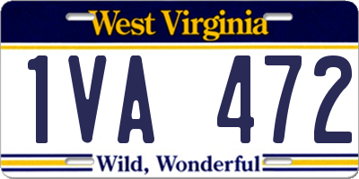 WV license plate 1VA472