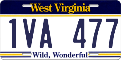 WV license plate 1VA477