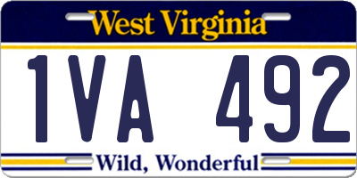 WV license plate 1VA492