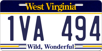 WV license plate 1VA494