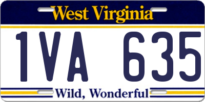 WV license plate 1VA635
