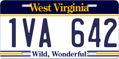 WV license plate 1VA642