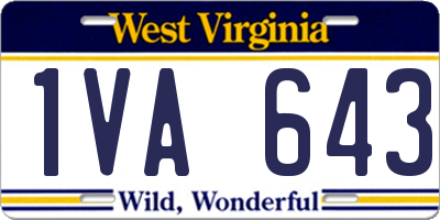 WV license plate 1VA643