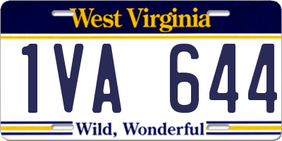WV license plate 1VA644