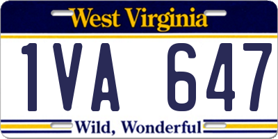 WV license plate 1VA647