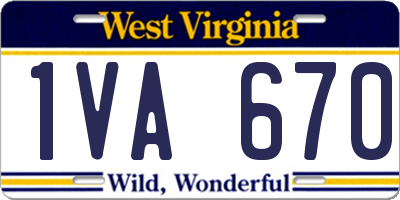 WV license plate 1VA670