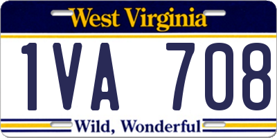 WV license plate 1VA708