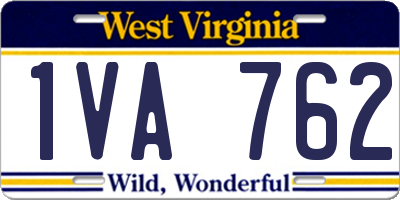 WV license plate 1VA762