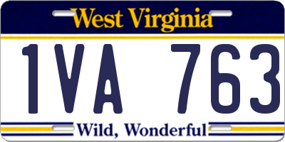 WV license plate 1VA763