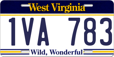 WV license plate 1VA783