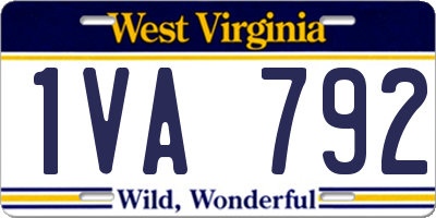 WV license plate 1VA792