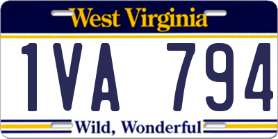 WV license plate 1VA794