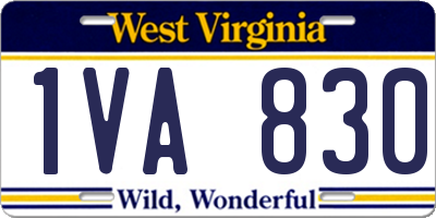 WV license plate 1VA830