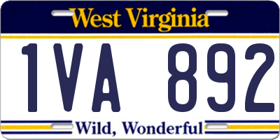 WV license plate 1VA892
