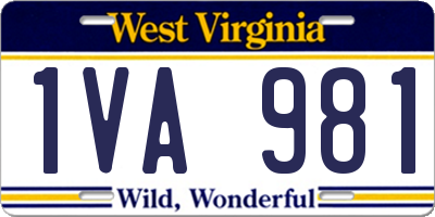 WV license plate 1VA981