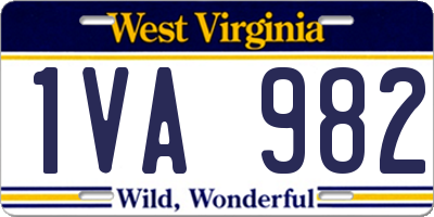 WV license plate 1VA982