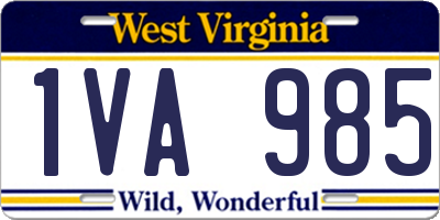 WV license plate 1VA985