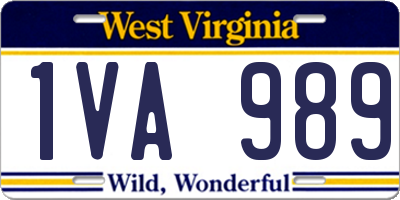 WV license plate 1VA989