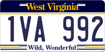 WV license plate 1VA992