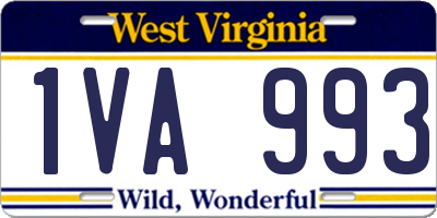 WV license plate 1VA993