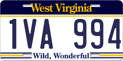 WV license plate 1VA994