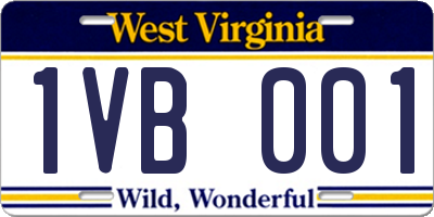 WV license plate 1VB001