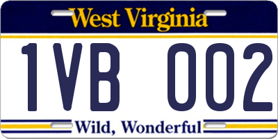 WV license plate 1VB002